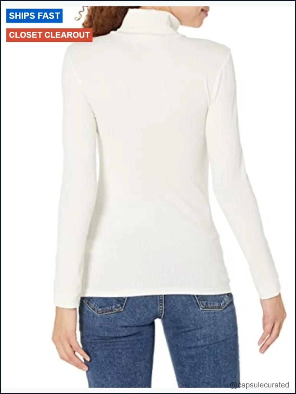 Slim-Fit Stretchy Layering Long Sleeve Knit Rib Turtleneck Top Pack of 2